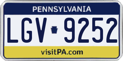 PA license plate LGV9252