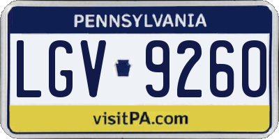 PA license plate LGV9260