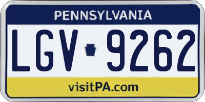 PA license plate LGV9262