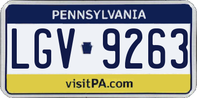 PA license plate LGV9263