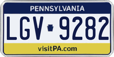 PA license plate LGV9282
