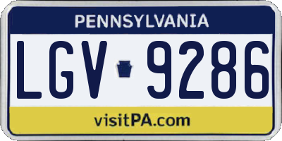 PA license plate LGV9286