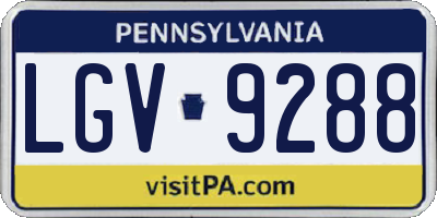 PA license plate LGV9288
