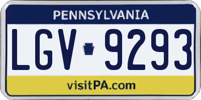 PA license plate LGV9293