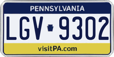 PA license plate LGV9302