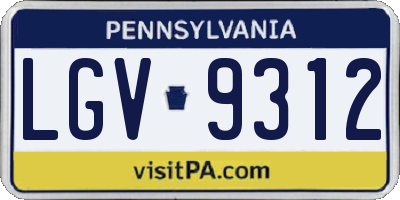 PA license plate LGV9312