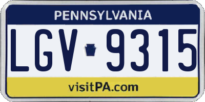 PA license plate LGV9315