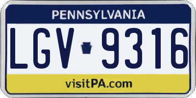PA license plate LGV9316