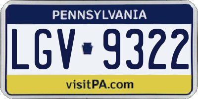 PA license plate LGV9322