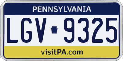 PA license plate LGV9325