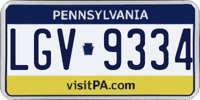 PA license plate LGV9334