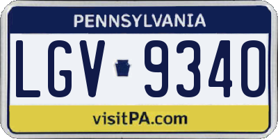 PA license plate LGV9340