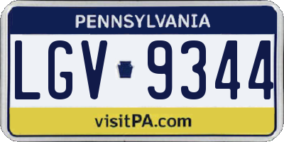 PA license plate LGV9344