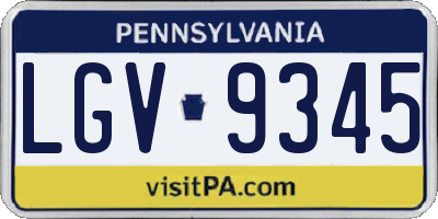 PA license plate LGV9345