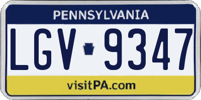 PA license plate LGV9347