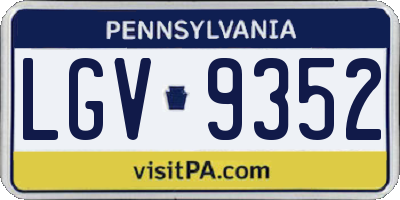 PA license plate LGV9352