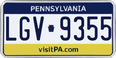 PA license plate LGV9355