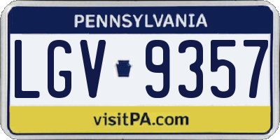 PA license plate LGV9357