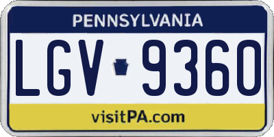 PA license plate LGV9360
