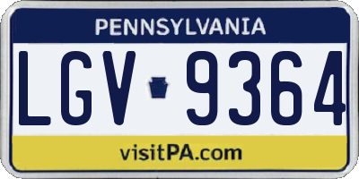 PA license plate LGV9364