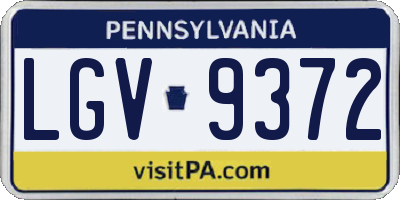 PA license plate LGV9372
