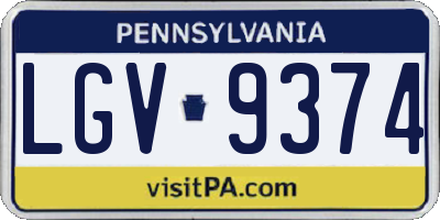 PA license plate LGV9374