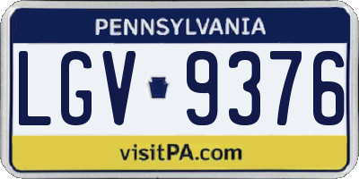 PA license plate LGV9376