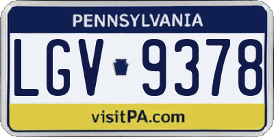 PA license plate LGV9378