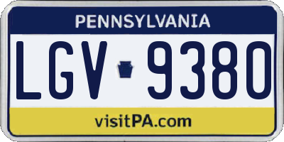 PA license plate LGV9380