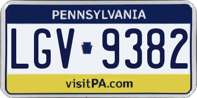 PA license plate LGV9382