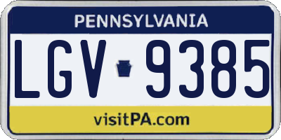 PA license plate LGV9385