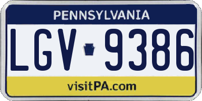 PA license plate LGV9386
