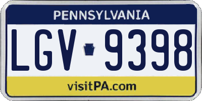 PA license plate LGV9398