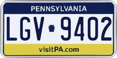 PA license plate LGV9402