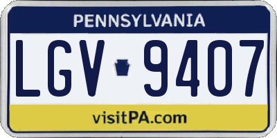 PA license plate LGV9407