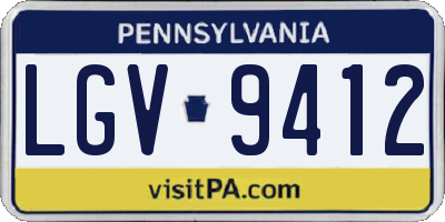 PA license plate LGV9412