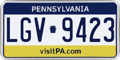 PA license plate LGV9423