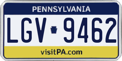 PA license plate LGV9462