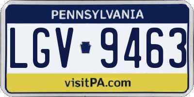 PA license plate LGV9463