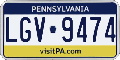 PA license plate LGV9474