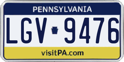 PA license plate LGV9476