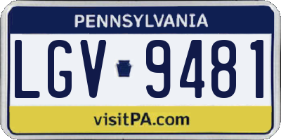 PA license plate LGV9481