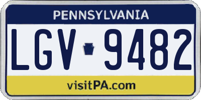 PA license plate LGV9482