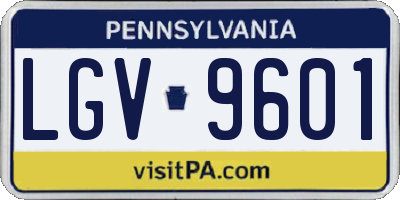 PA license plate LGV9601