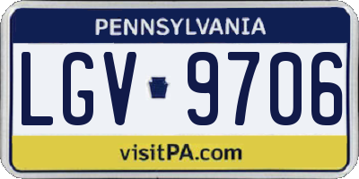 PA license plate LGV9706