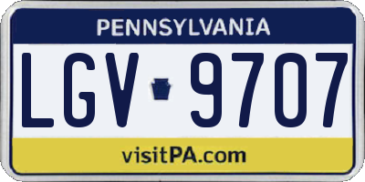 PA license plate LGV9707