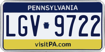 PA license plate LGV9722