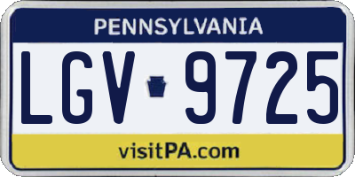 PA license plate LGV9725