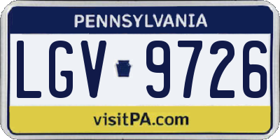 PA license plate LGV9726