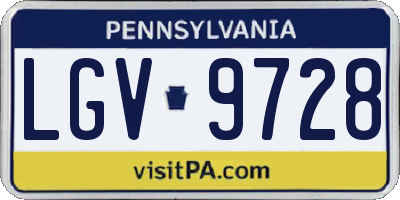 PA license plate LGV9728